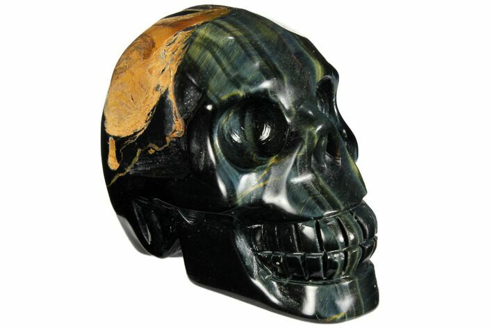 Polished Blue Tiger's Eye Skull - Crystal Skull #111824